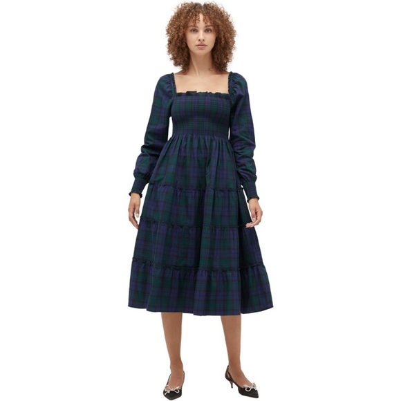 Hill House Dresses & Skirts - Hill House Naomi Nap Dress Long Sleeve Blackwatch Tartan Plaid size XS